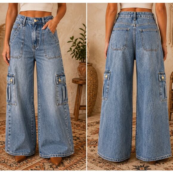Vervet Denim - Vervet Wide Leg Cargo Jeans Size 28